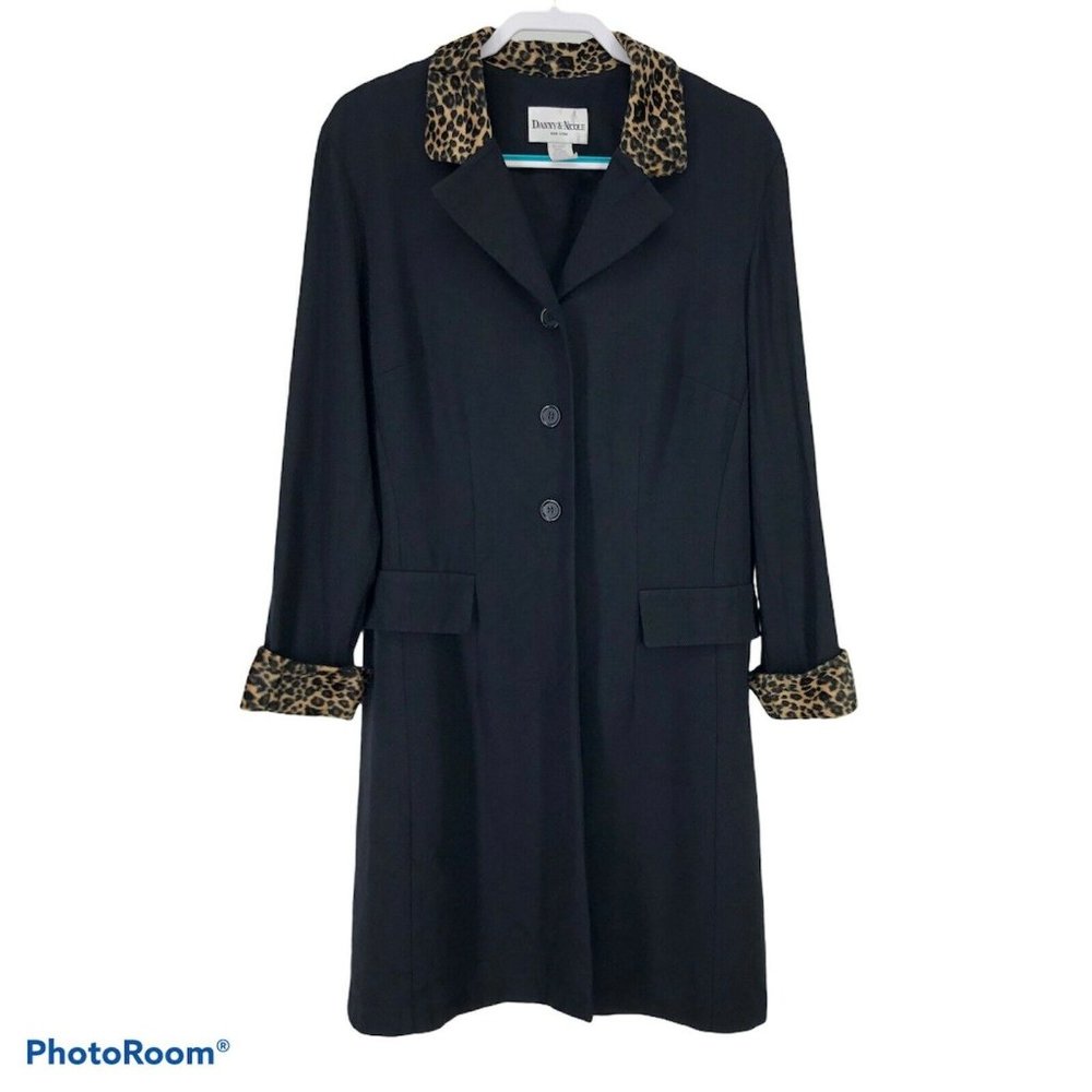 Vintage 90's Leopard Trim Long Jacket 20 W